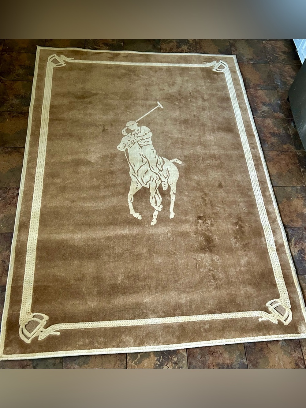 Ralph Lauren Home Large rug vtg HAND KNOTTED Made in Belgium Polo Equestrian rug